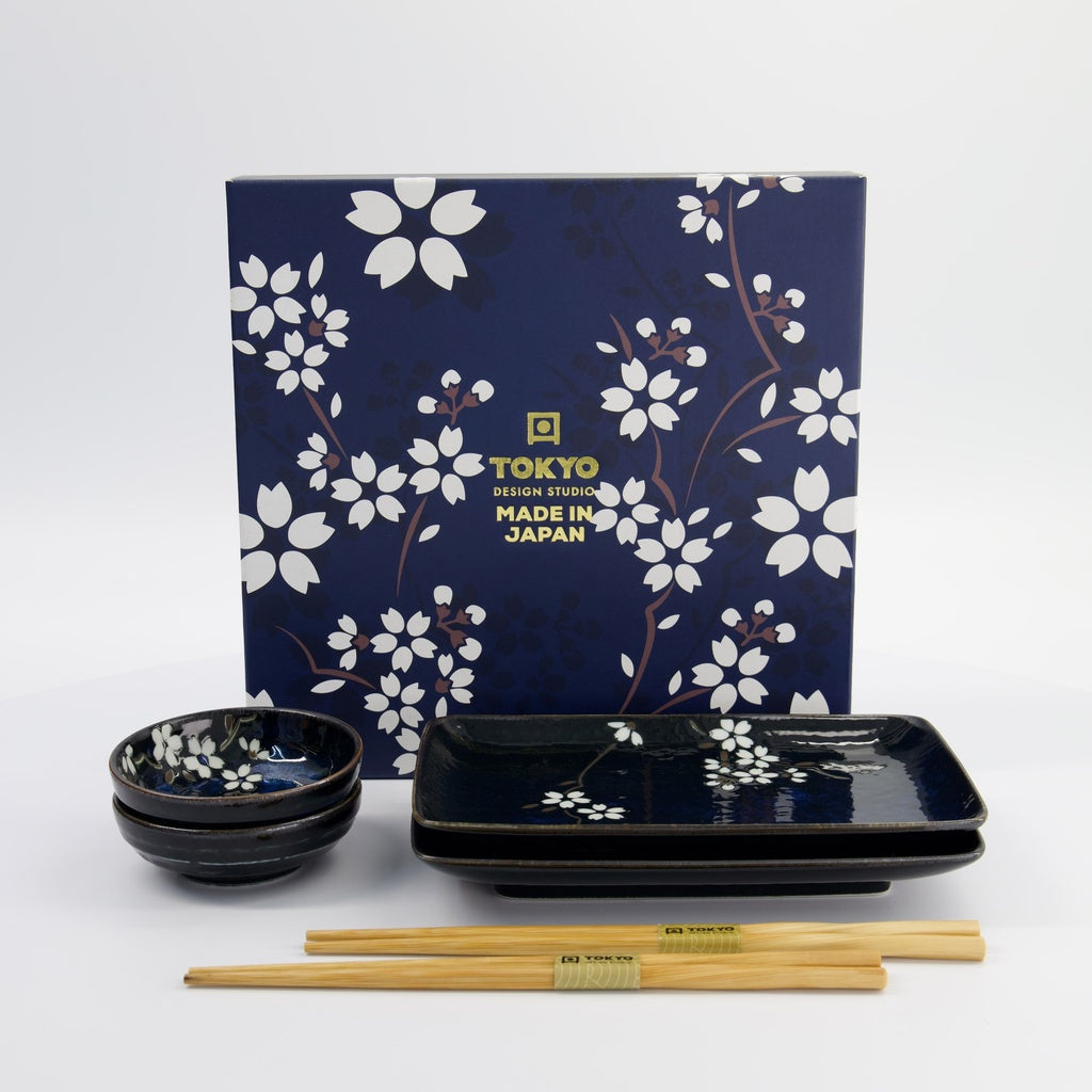 Set sushi sakura blu cobalto