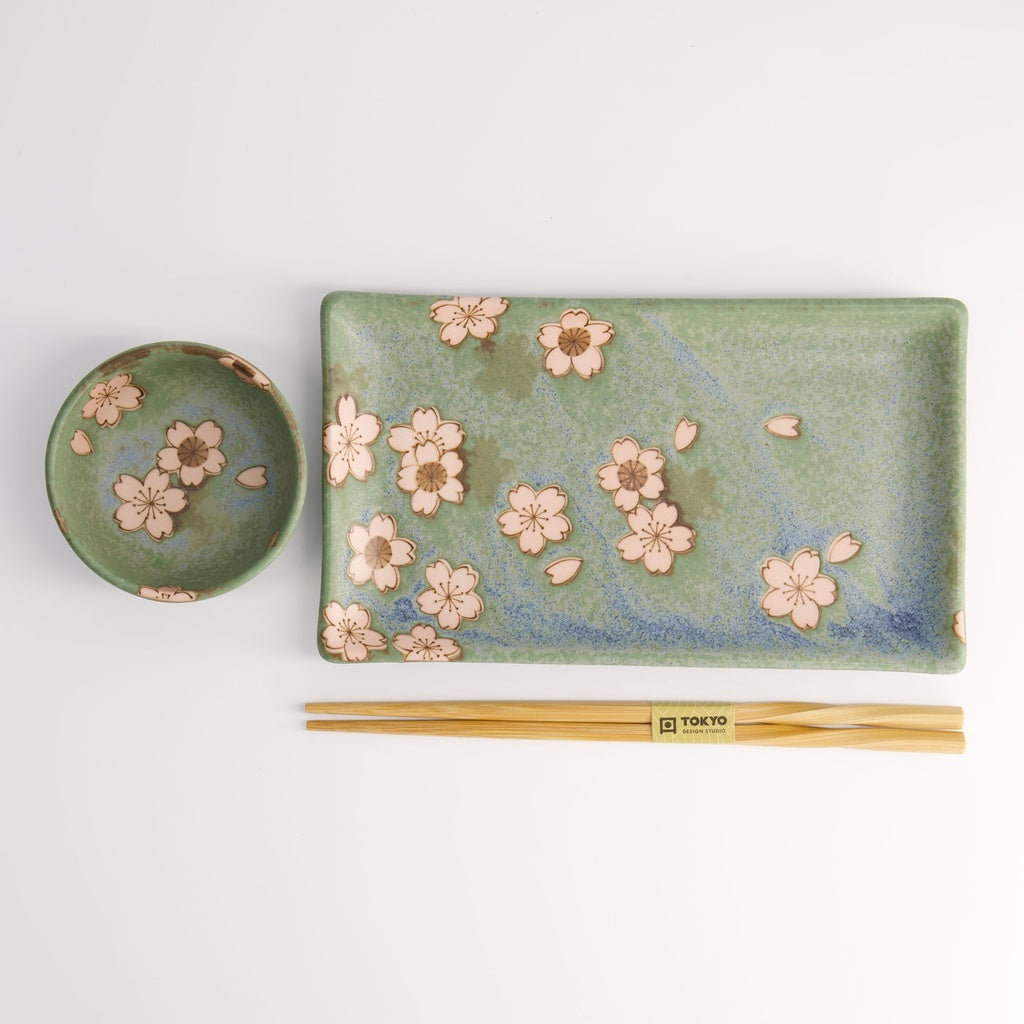 Set sushi green sakura