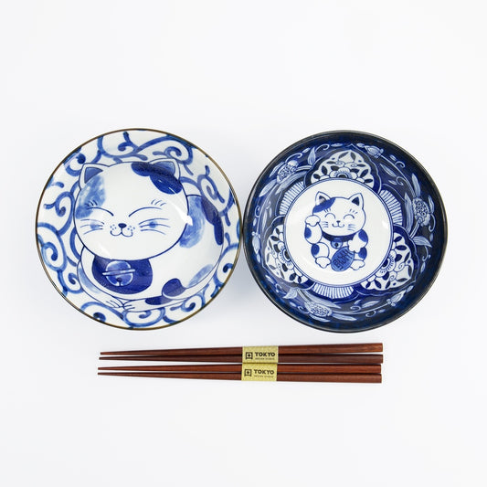 Set ciotole maneki neko + bacchette