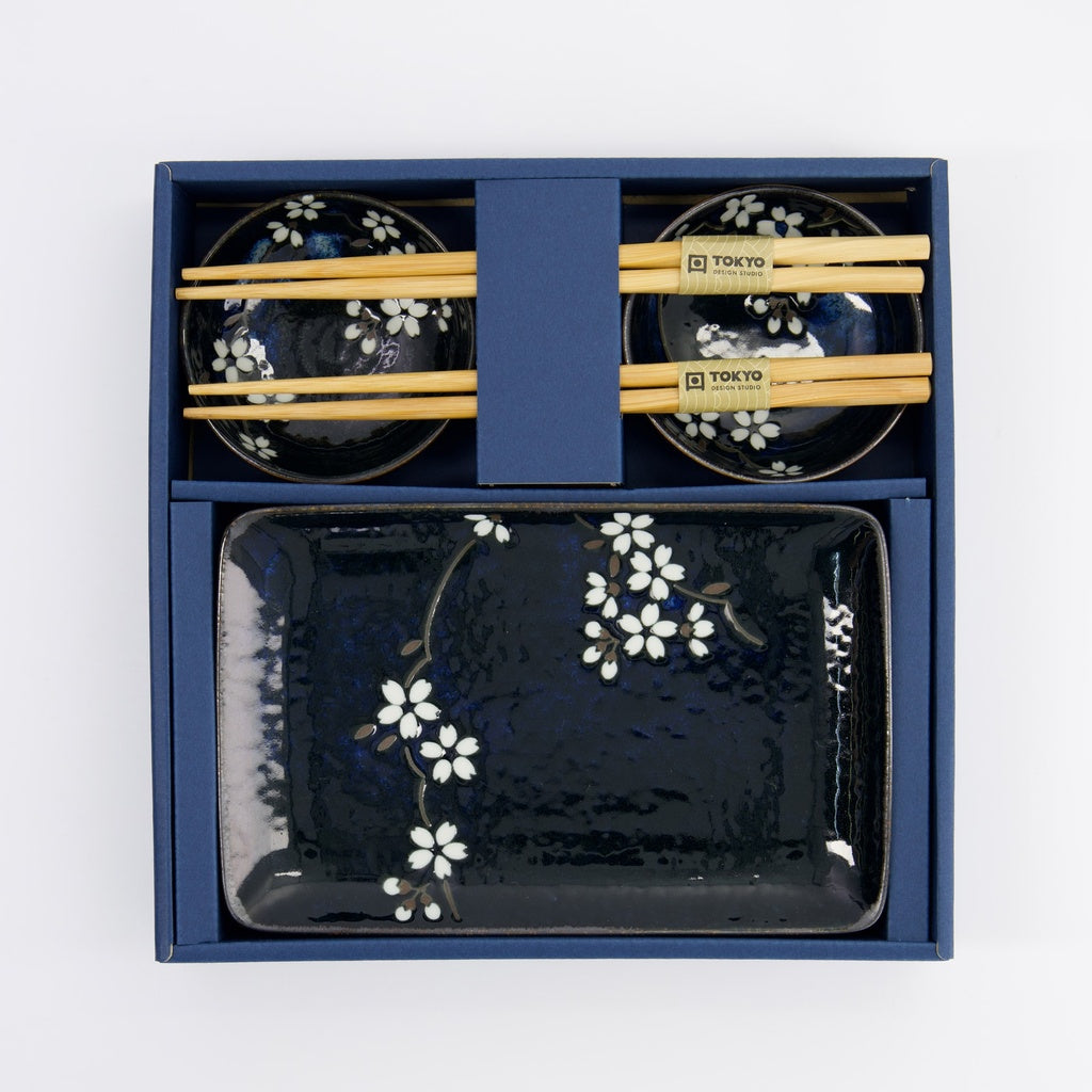 Set sushi sakura blu cobalto