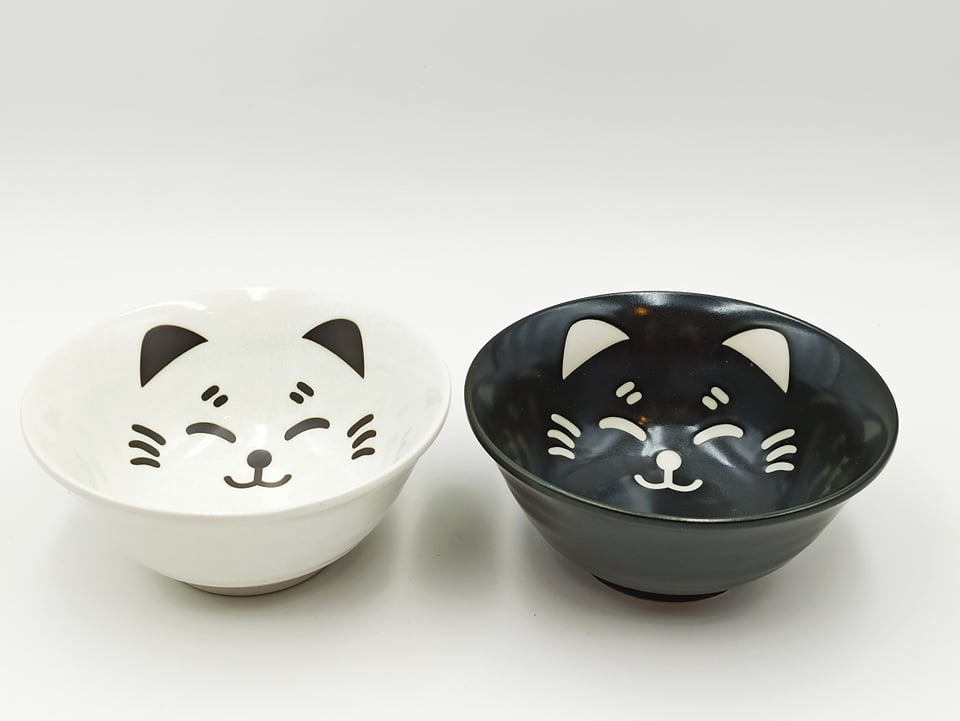 Neko bowls set + chopsticks