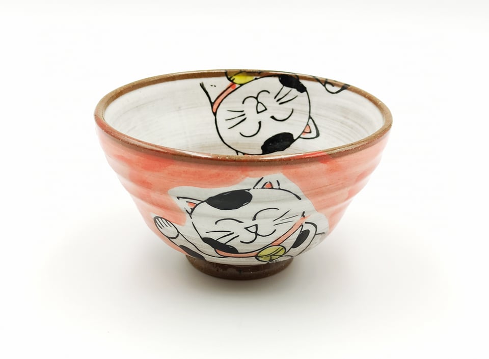 Ciotola Maneki Neko Rosa