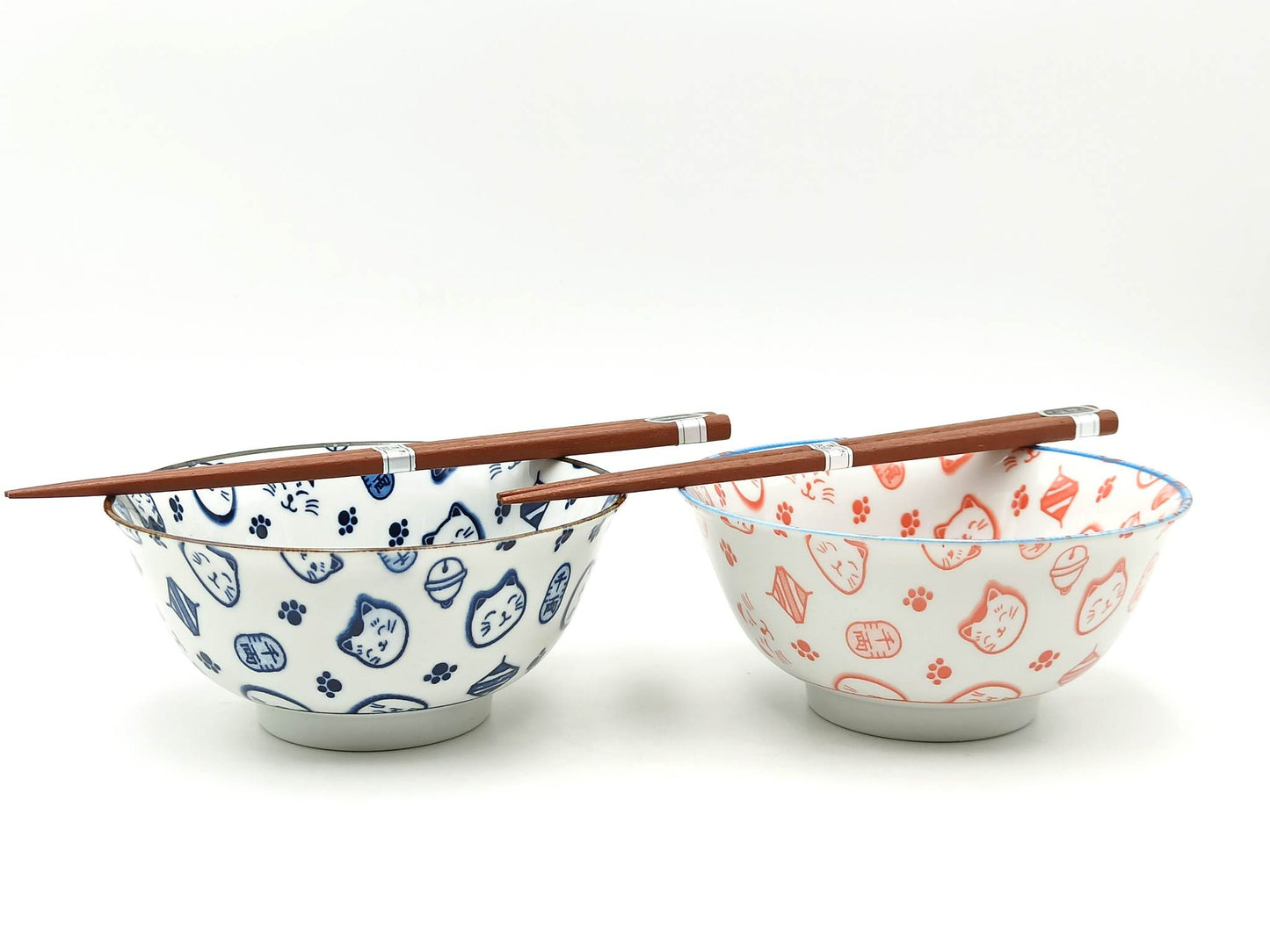 Maneki neko bowls set + chopsticks